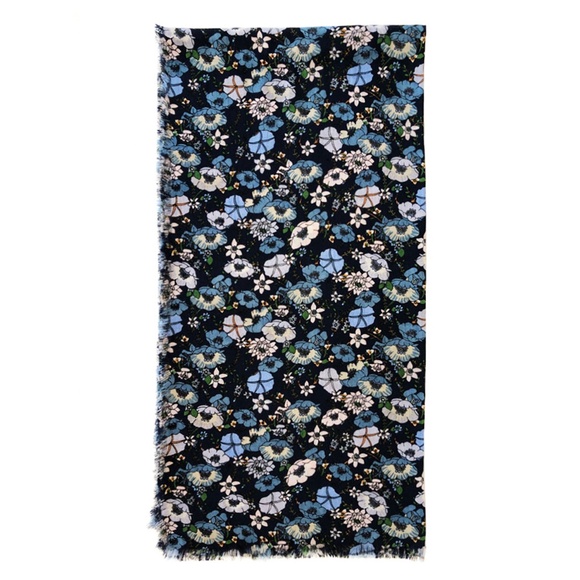 Tory Burch Blossom Ditsy Wool Herringbone Scarf - Picture 4 of 4